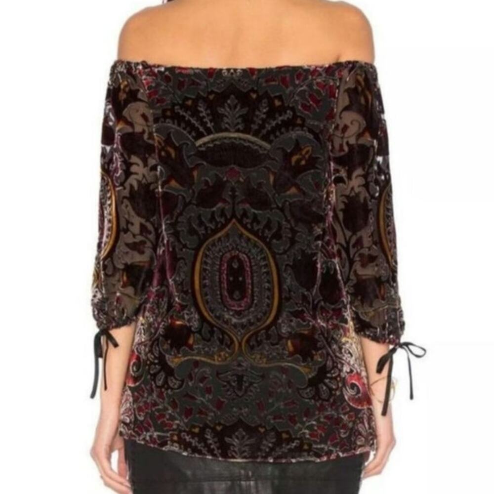 Alice + Olivia Silk Alecia Velour Brocade Damask Jacquard Blouse - Picture 8 of 9